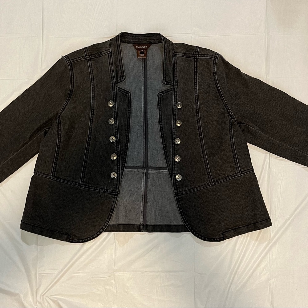 Multiples Charcoal Denim Jacket women’s size PL (petite Large) Trendy